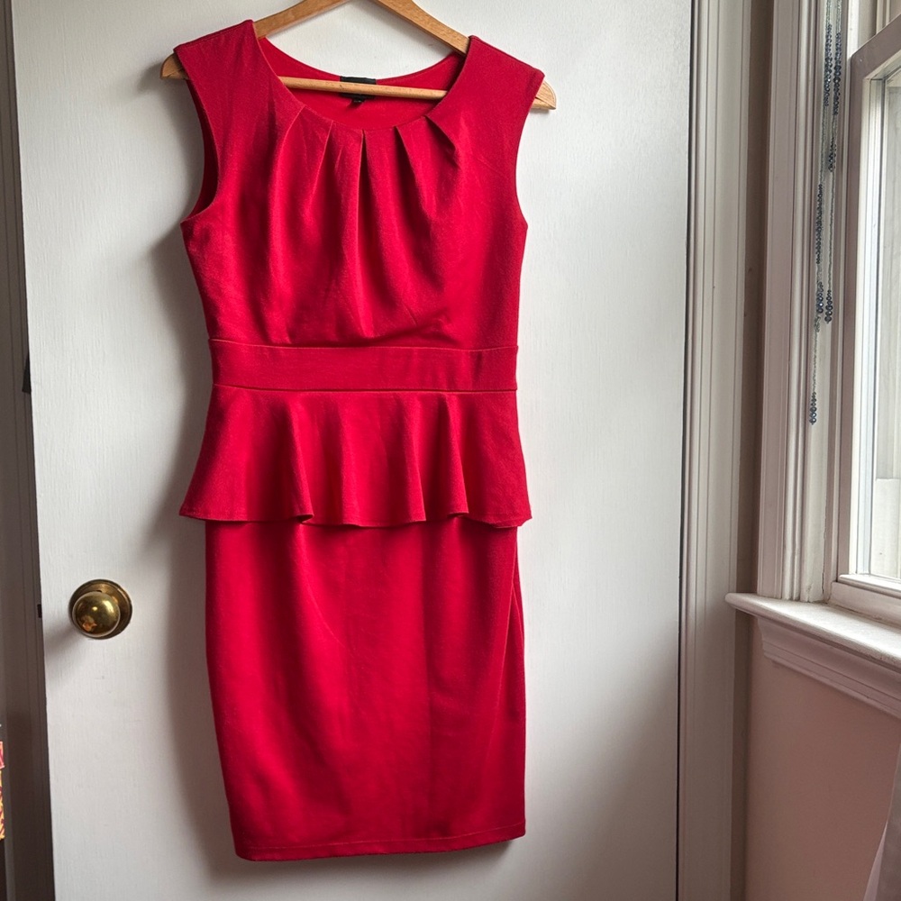 Enfocus Studio Vibrant Red Peplum Mini Dress